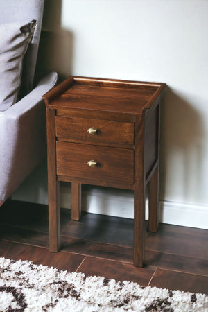 Homeroots 30" Brown Solid Wood End Table With Two Drawers  Wood 389705