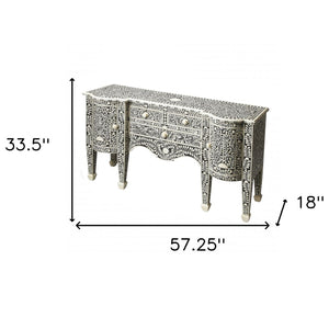 HomeRoots 57" Elegant Black Wood Sideboard with Three Drawers & Two Doors – Versatile Storage & Display Solution 389707