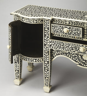HomeRoots 57" Elegant Black Wood Sideboard with Three Drawers & Two Doors – Versatile Storage & Display Solution 389707