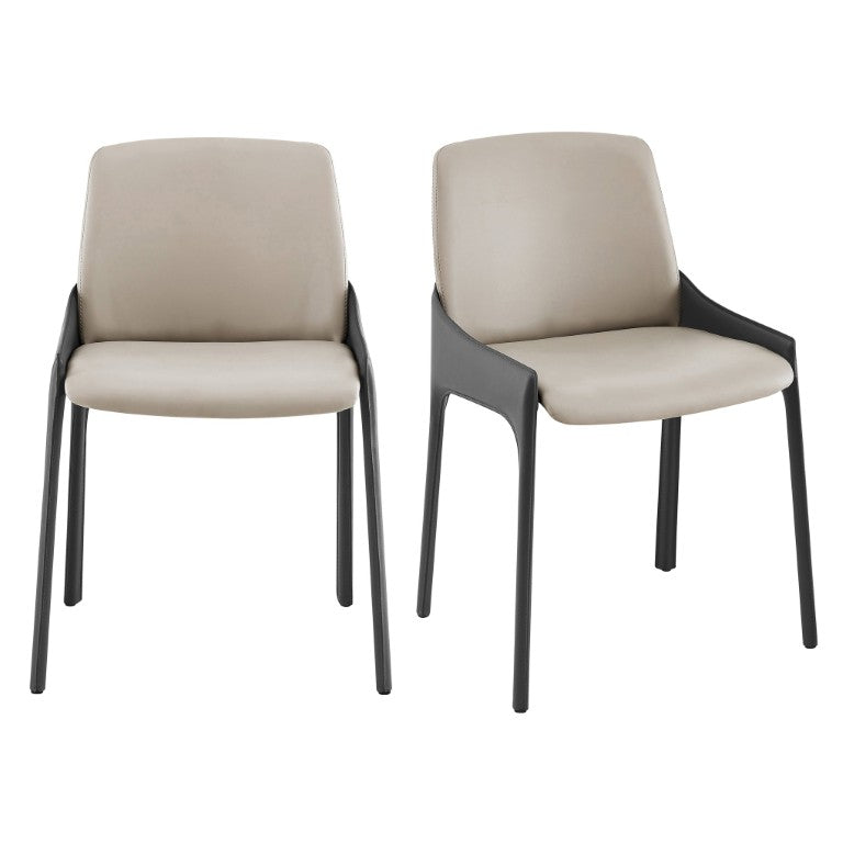 EuroStyle Vilante Two-Tone Leatherette Dining Side Chairs Contemporary Set of 2 for Modern Spaces 38970GRY
