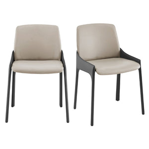 EuroStyle Vilante Two-Tone Leatherette Dining Side Chairs Contemporary Set of 2 for Modern Spaces 38970GRY