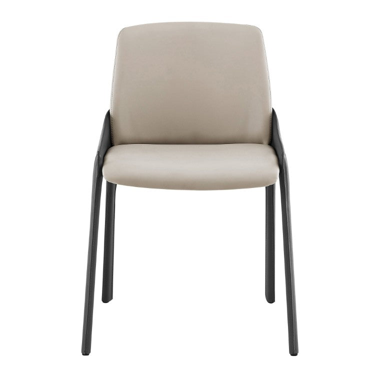 EuroStyle Vilante Two-Tone Leatherette Dining Side Chairs Contemporary Set of 2 for Modern Spaces 38970GRY