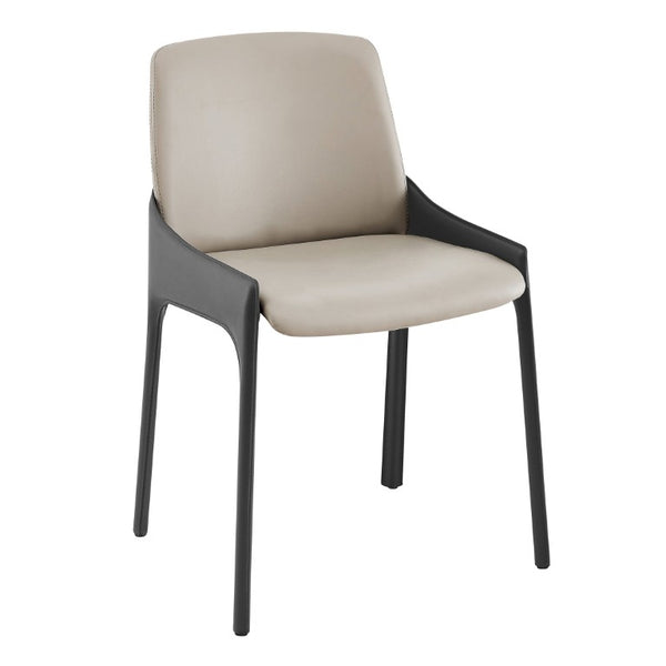 EuroStyle Vilante Two-Tone Leatherette Dining Side Chairs Contemporary Set of 2 for Modern Spaces 38970GRY