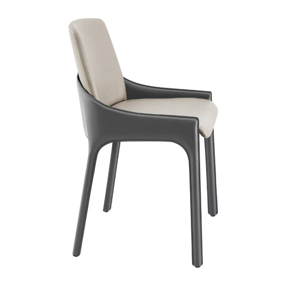 EuroStyle Vilante Two-Tone Leatherette Dining Side Chairs Contemporary Set of 2 for Modern Spaces 38970GRY