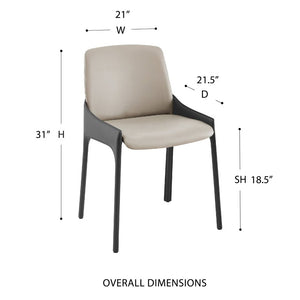 EuroStyle Vilante Two-Tone Leatherette Dining Side Chairs Contemporary Set of 2 for Modern Spaces 38970GRY