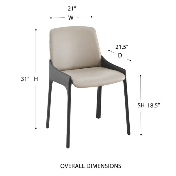 EuroStyle Vilante Two-Tone Leatherette Dining Side Chairs Contemporary Set of 2 for Modern Spaces 38970GRY