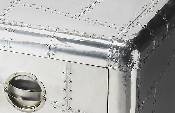 Homeroots 20" Silver Aluminum End Table With Two Drawers  Aluminum 389718