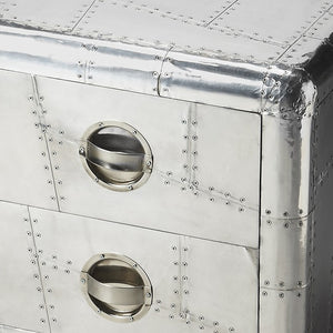 Homeroots 20" Silver Aluminum End Table With Two Drawers  Aluminum 389718