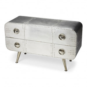 Homeroots 43" Silver Metal Two Drawer Chest  Metal 389720