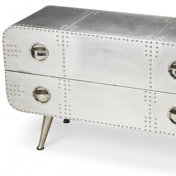 Homeroots 43" Silver Metal Two Drawer Chest  Metal 389720
