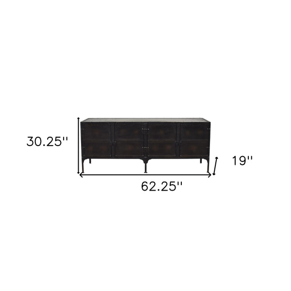 Homeroots 62" Black Iron Sideboard Console Cabinet   389724