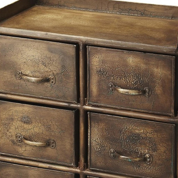 HomeRoots 23" Bronze Metal Six Drawer Chest - Stylish Storage Solution for Small Spaces & Modern Decor 389728
