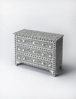 Homeroots 36" Black Manufactured Wood Three Drawer Chest  Manufactured Wood 389730