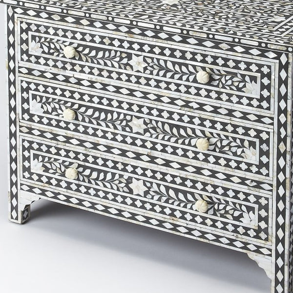 Homeroots 36" Black Manufactured Wood Three Drawer Chest  Manufactured Wood 389730