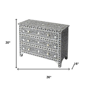 HomeRoots 36" Sleek Black Three-Drawer Chest for Stylish Bedroom Storage | Space-Saving & Fully Assembled Design 389730