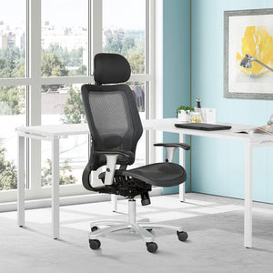 OSP Home Furnishings Air Grid Big and Tall Executive Chair with Breathable Mesh Lumbar Support and Synchro Tilt 63-11A653RHM