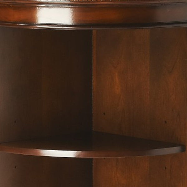 HomeRoots 73" Brown Corner Accent Cabinet - Stylish Storage with Adjustable Shelves for Classic Interiors 389731