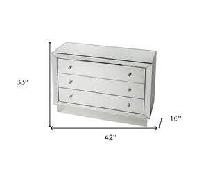 Homeroots 42" Clear Glass Three Drawer Dresser  Glass 389733