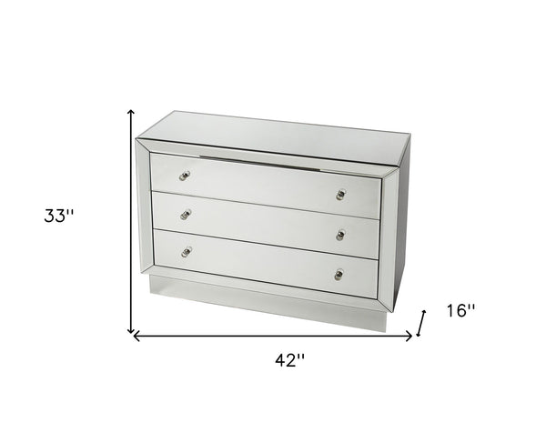 Homeroots 42" Clear Glass Three Drawer Dresser  Glass 389733