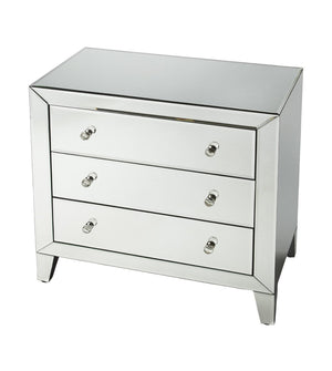 HomeRoots 30" Clear Glass Three Drawer Chest - Modern Vertical Storage Solution for Compact Spaces & Style 389735