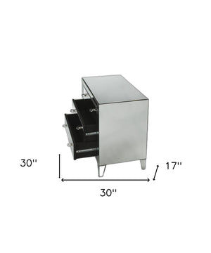 Homeroots 30" Clear Glass Three Drawer Chest  Glass 389735