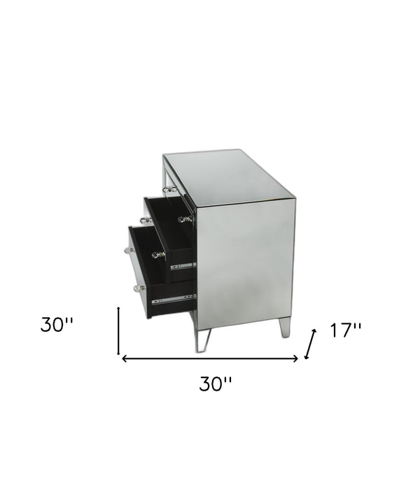 Homeroots 30" Clear Glass Three Drawer Chest  Glass 389735