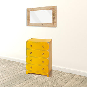 Homeroots 24" Yellow Solid Wood Four Drawer Dresser  Solid Wood 389736
