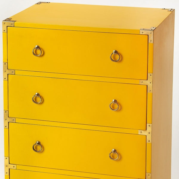 Homeroots 24" Yellow Solid Wood Four Drawer Dresser  Solid Wood 389736