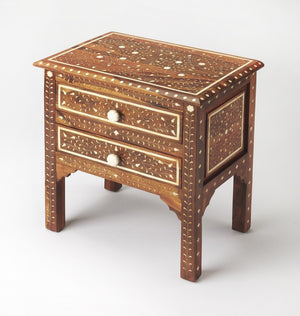 HomeRoots 22" Elegant Solid Wood Accent Chest with Artisan Detailing, Two Drawers for Stylish Storage Solutions 389737