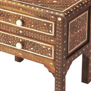 HomeRoots 22" Elegant Solid Wood Accent Chest with Artisan Detailing, Two Drawers for Stylish Storage Solutions 389737