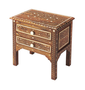 HomeRoots 22" Elegant Solid Wood Accent Chest with Artisan Detailing, Two Drawers for Stylish Storage Solutions 389737