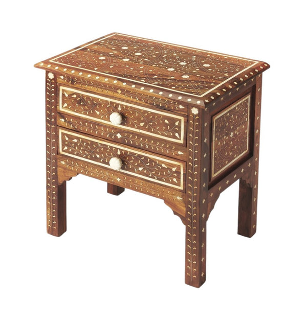 HomeRoots 22" Elegant Solid Wood Accent Chest with Artisan Detailing, Two Drawers for Stylish Storage Solutions 389737