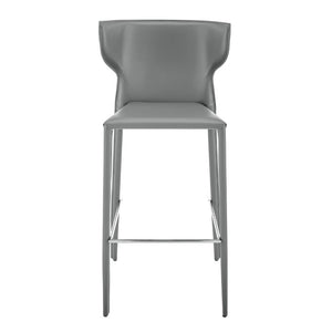 EuroStyle Divinia Contract Grade Leather Bar Stools with Steel Footrest for Kitchen Islands 38974-GRY