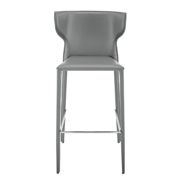 EuroStyle Divinia Contract Grade Leather Bar Stools with Steel Footrest for Kitchen Islands 38974-GRY