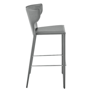 EuroStyle Divinia Contract Grade Leather Bar Stools with Steel Footrest for Kitchen Islands 38974-GRY