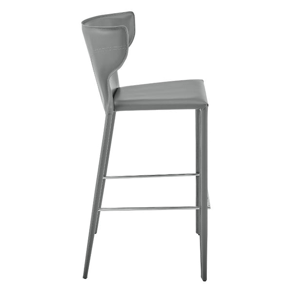 EuroStyle Divinia Contract Grade Leather Bar Stools with Steel Footrest for Kitchen Islands 38974-GRY
