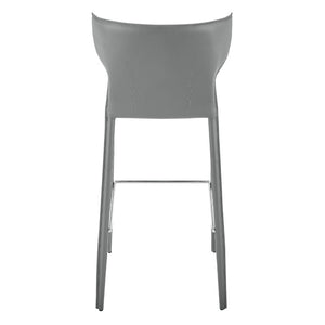 EuroStyle Divinia Contract Grade Leather Bar Stools with Steel Footrest for Kitchen Islands 38974-GRY