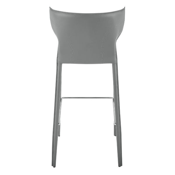 EuroStyle Divinia Contract Grade Leather Bar Stools with Steel Footrest for Kitchen Islands 38974-GRY