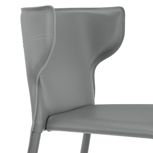 EuroStyle Divinia Contract Grade Leather Bar Stools with Steel Footrest for Kitchen Islands 38974-GRY