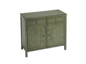HomeRoots 31" Green Solid Wood Sideboard - Stylish Storage with Two Drawers & Doors for Any Room Decor 389741