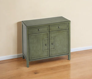 HomeRoots 31" Green Solid Wood Sideboard - Stylish Storage with Two Drawers & Doors for Any Room Decor 389741