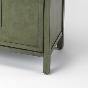 HomeRoots 31" Green Solid Wood Sideboard - Stylish Storage with Two Drawers & Doors for Any Room Decor 389741