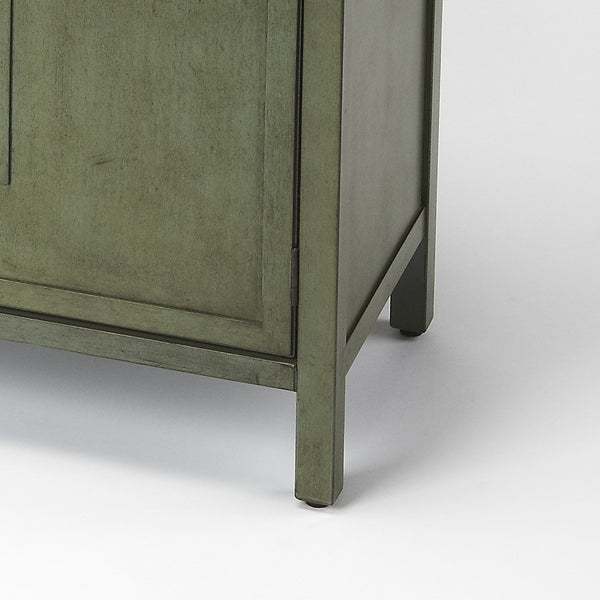 HomeRoots 31" Green Solid Wood Sideboard - Stylish Storage with Two Drawers & Doors for Any Room Decor 389741