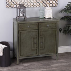 HomeRoots 31" Green Solid Wood Sideboard - Stylish Storage with Two Drawers & Doors for Any Room Decor 389741