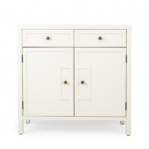 HomeRoots 31" White Solid Wood Sideboard with 2 Drawers & Doors - Elegant Storage for Any Room Decor 389745