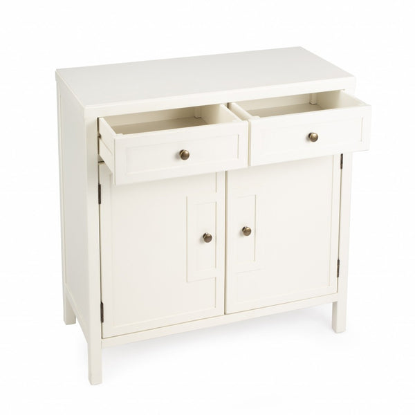 HomeRoots 31" White Solid Wood Sideboard with 2 Drawers & Doors - Elegant Storage for Any Room Decor 389745