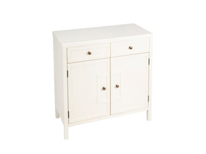 HomeRoots 31" White Solid Wood Sideboard with 2 Drawers & Doors - Elegant Storage for Any Room Decor 389745