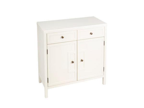 HomeRoots 31" White Solid Wood Sideboard with 2 Drawers & Doors - Elegant Storage for Any Room Decor 389745