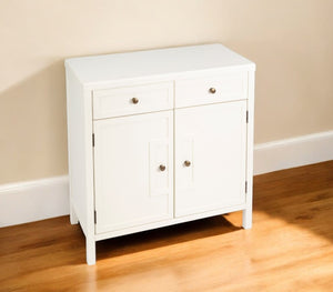 HomeRoots 31" White Solid Wood Sideboard with 2 Drawers & Doors - Elegant Storage for Any Room Decor 389745