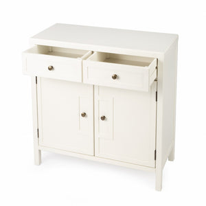 HomeRoots 31" White Solid Wood Sideboard with 2 Drawers & Doors - Elegant Storage for Any Room Decor 389745